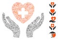 Line Mosaic Cardiology Care Hands Icon