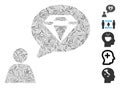 Line Mosaic Diamond Thinking Person Icon Royalty Free Stock Photo