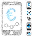 Line Mosaic Euro Mobile Report Icon Royalty Free Stock Photo