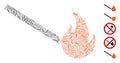 Line Mosaic Fired Match Icon Royalty Free Stock Photo