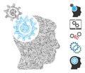 Line Mosaic Head Cogs Rotation Icon Royalty Free Stock Photo