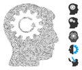 Line Mosaic Head Gear Rotation Icon Royalty Free Stock Photo