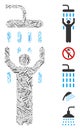 Line Mosaic Man Under Shower Icon Royalty Free Stock Photo