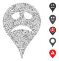 Line Mosaic Sadly Smiley Map Marker