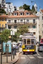 Famous classic Tram No. 28 in Lisbon. Porgutal