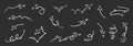 Line Movement Element Chalk Vector Set. Crayon Scribble Pointer Shapes Collection. Pen Colorful Hand Drawn Brush Texture