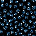 Line MP4 file document. Download mp4 button icon isolated seamless pattern on black background. MP4 file symbol. Vector Royalty Free Stock Photo