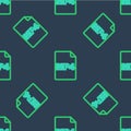 Line MP4 file document. Download mp4 button icon isolated seamless pattern on blue background. MP4 file symbol. Vector Royalty Free Stock Photo