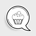 Line Muffin icon isolated on grey background. Colorful outline concept. Vector