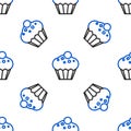 Line Muffin icon isolated seamless pattern on white background. Colorful outline concept. Vector