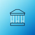 Line Museum building icon isolated on blue background. Colorful outline concept. Vector