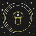 Line Mushroom icon isolated on black background. Colorful outline concept. Vector