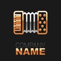 Line Musical instrument accordion icon isolated on black background. Classical bayan, harmonic. Colorful outline concept