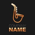 Line Musical instrument saxophone icon isolated on black background. Colorful outline concept. Vector Royalty Free Stock Photo
