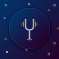 Line Musical tuning fork for tuning musical instruments icon isolated on blue background. Colorful outline concept