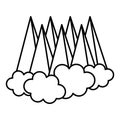 Line nature isometric mountains and clouds landscape