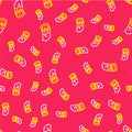 Line Nefertiti icon isolated seamless pattern on red background. Vector