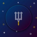 Line Neptune Trident icon isolated on blue background. Colorful outline concept. Vector Royalty Free Stock Photo