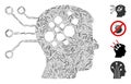 Line Neural Computer Links Icon Vector Collage