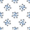 Line Neural network icon isolated seamless pattern on white background. Artificial Intelligence. Colorful outline