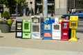 Line of Newspaper vending machines