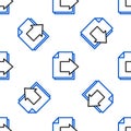 Line Next page arrow icon isolated seamless pattern on white background. Document file with arrow. Send document