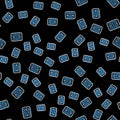 Line Nicotine gum in blister pack icon isolated seamless pattern on black background. Helps calm cravings and reduces