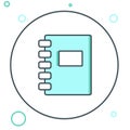 Line Notebook icon isolated on white background. Spiral notepad icon. School notebook. Writing pad. Diary for school