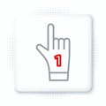 Line Number 1 one fan hand glove with finger raised icon isolated on white background. Symbol of team support in Royalty Free Stock Photo