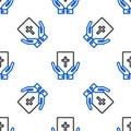 Line Oath on the Holy Bible icon isolated seamless pattern on white background. The procedure in court. Truth and truth