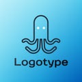 Line Octopus icon isolated on blue background. Colorful outline concept. Vector