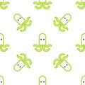 Line Octopus icon isolated seamless pattern on white background. Vector