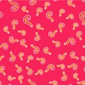 Line Octopus of tentacle icon isolated seamless pattern on red background. Vector