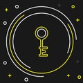 Line Old key icon isolated on black background. Colorful outline concept. Vector Royalty Free Stock Photo