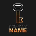 Line Old key icon isolated on black background. Colorful outline concept. Vector Royalty Free Stock Photo