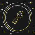 Line Old magic key icon isolated on black background. Colorful outline concept. Vector Royalty Free Stock Photo