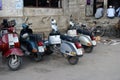 A line of old motor scooters in Stonetown  Zanzibar Royalty Free Stock Photo