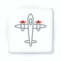 Line Old retro vintage plane icon isolated on white background. Flying airplane icon. Airliner sign. Colorful outline Royalty Free Stock Photo