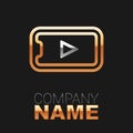 Line Online play video icon isolated on black background. Smartphone and film strip with play sign. Colorful outline Royalty Free Stock Photo