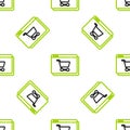 Line Online shopping on screen icon isolated seamless pattern on white background. Concept e-commerce, e-business Royalty Free Stock Photo