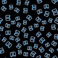 Line Open book icon isolated seamless pattern on black background. Vector Royalty Free Stock Photo