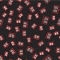 Line Open book icon isolated seamless pattern on black background. Vector Royalty Free Stock Photo