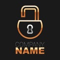 Line Open padlock icon isolated on black background. Opened lock sign. Cyber security concept. Digital data protection Royalty Free Stock Photo