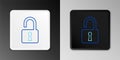Line Open Padlock Icon Isolated On Grey Background. Opened Lock Sign. Cyber Security Concept. Digital Data Protection