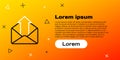 Line Outgoing mail icon isolated on yellow background. Envelope symbol. Outgoing message sign. Mail navigation button