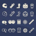 Line and outline auto parts and motorbike accessorises icons Royalty Free Stock Photo
