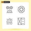 Line Pack of 4 Universal Symbols of applied science, drop, mechanization, lens, edit