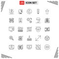 Line Pack of 25 Universal Symbols of arrow, servise, beauty, wifi, women