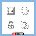 Line Pack of 4 Universal Symbols of bank, mechanic, button, gadgets, repair
