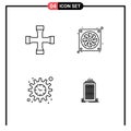 Pictogram Set of 4 Simple Filledline Flat Colors of construction and tools, settings, transportation, fan, bulding